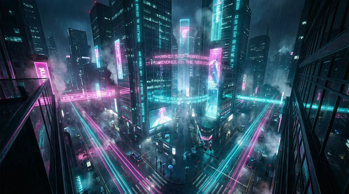 轮奸视频 竖屏短剧平台首页背景 - 赛博朋克都市夜景